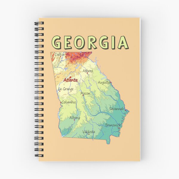 Item preview, Vibrant Topographic Map of Georgia State - Atlanta & Major Cities designed and sold by mashmosh.