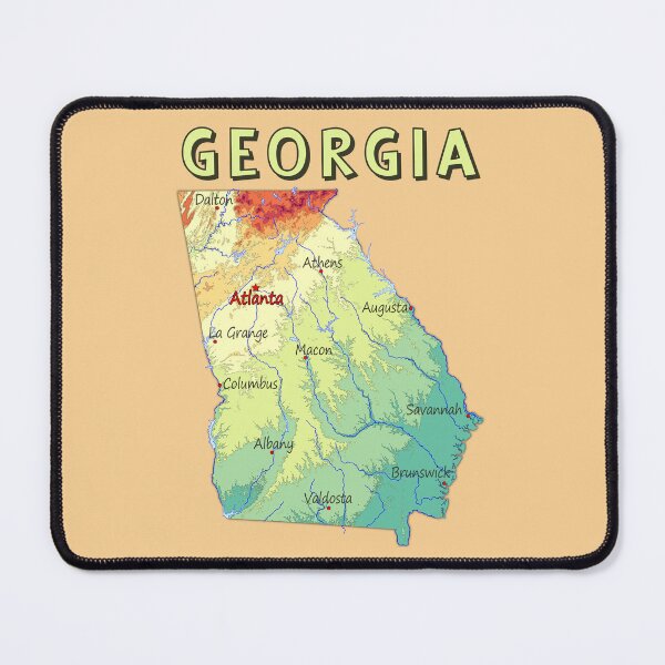 Item preview, Vibrant Topographic Map of Georgia State - Atlanta & Major Cities designed and sold by mashmosh.