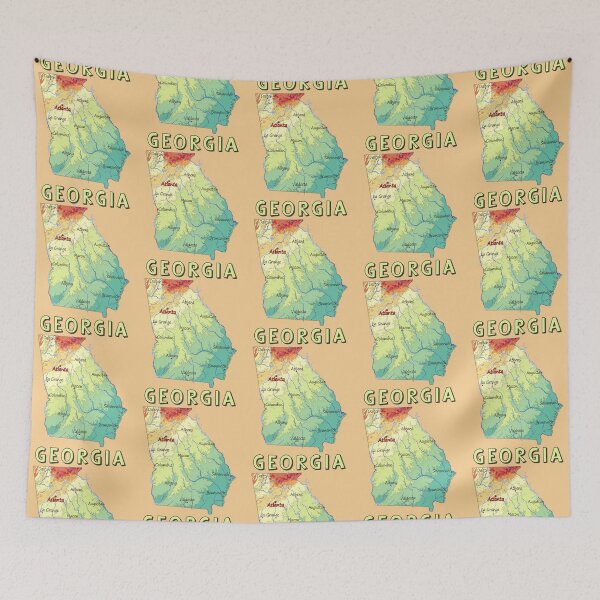 Item preview, Vibrant Topographic Map of Georgia State - Atlanta & Major Cities designed and sold by mashmosh.