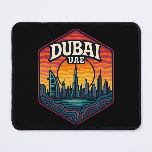 Item preview, Dubai United Arab Emirates Retro Trippy designed and sold by TomFrontierArt.