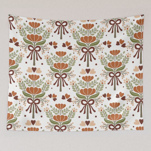 Item preview, Rustic Folk Floral Bouquet Pattern in Warm Tones designed and sold by DColourMuse.