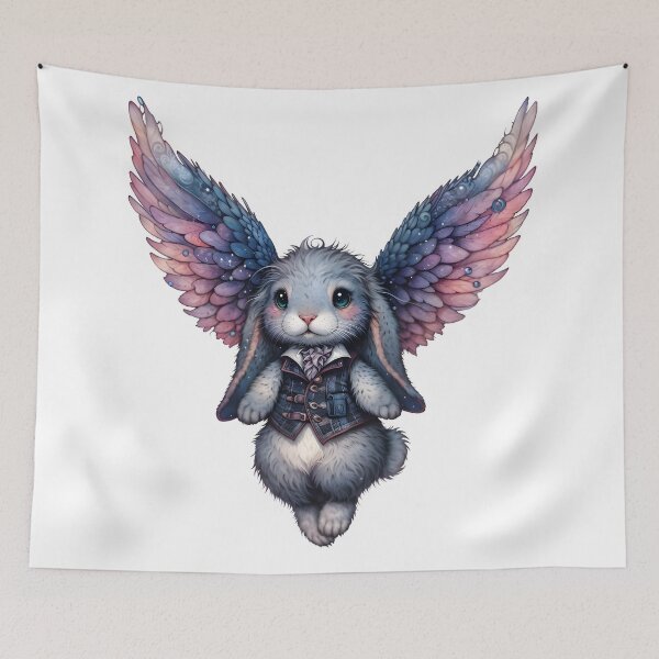 Item preview, Wing Rabbit Gothic Watercolor Fantasy designed and sold by RubisLeaf.
