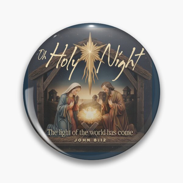 Item preview, O Holy Night Nativity Scene - The Light of the World Has Come John 8:12 Christian Art Print Poster designed and sold by grmnts by KCC.
