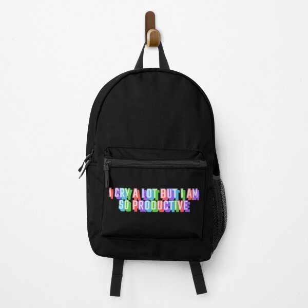 Item preview, I Cry A Lot But I Am So Productive – Rainbow Stacked Shadow Typography designed and sold by creativerooney.