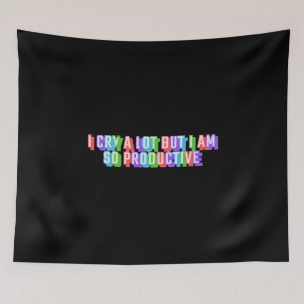 Item preview, I Cry A Lot But I Am So Productive – Rainbow Stacked Shadow Typography designed and sold by creativerooney.