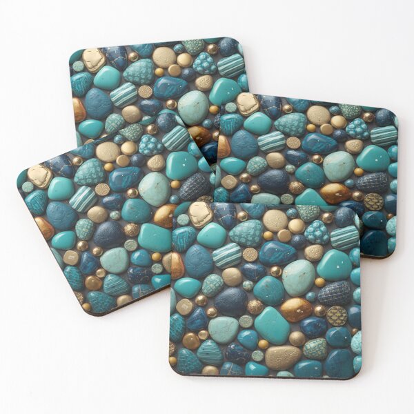Item preview, Turquoise and Gold Gemstone Pattern Art designed and sold by LakLuxe studio .