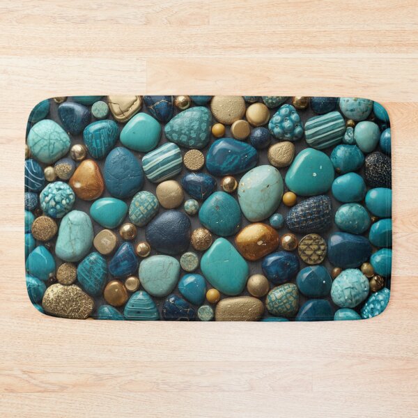 Item preview, Turquoise and Gold Gemstone Pattern Art designed and sold by LakLuxe studio .