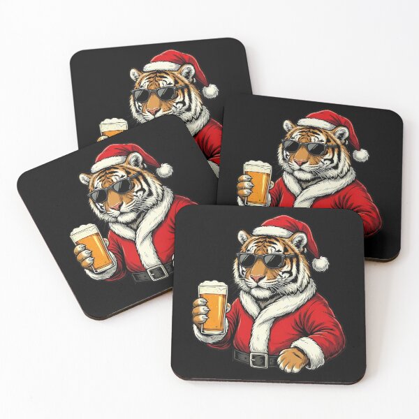 Item preview, Christmas Tiger Santa Hat Beer Sunglasses designed and sold by k3rstman1.
