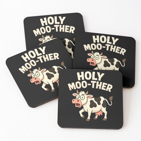 Item preview, Holy Moo-ther – Funny Cow Cartoon Pun Design designed and sold by KrissGraphShop.