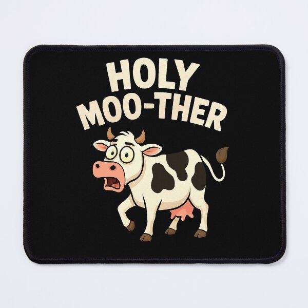 Item preview, Holy Moo-ther – Funny Cow Cartoon Pun Design designed and sold by KrissGraphShop.