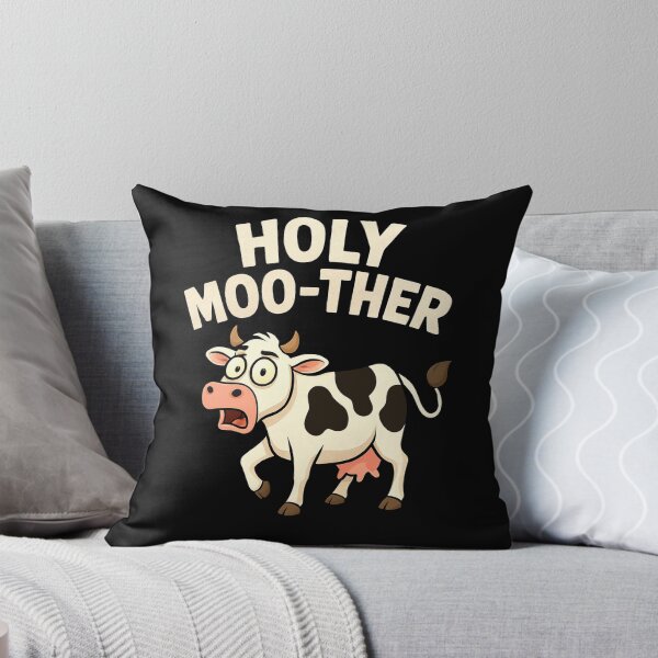 Item preview, Holy Moo-ther – Funny Cow Cartoon Pun Design designed and sold by KrissGraphShop.