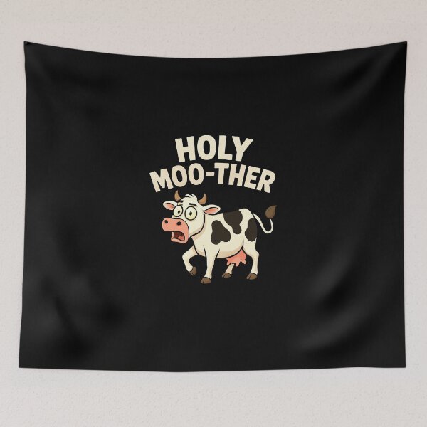 Item preview, Holy Moo-ther – Funny Cow Cartoon Pun Design designed and sold by KrissGraphShop.