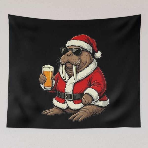 Item preview, Cool Walrus Santa Hat Beer Christmas designed and sold by k3rstman1.