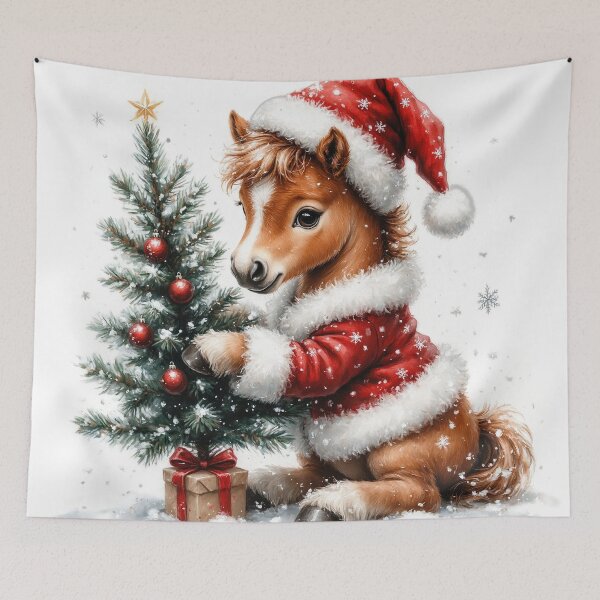 Item preview, Cute Christmas Pony – Baby Horse in Santa Outfit designed and sold by AmetistLight.
