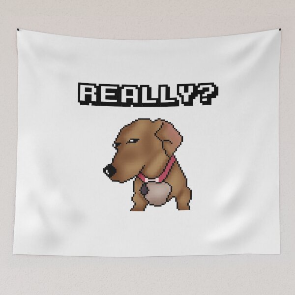 Item preview, Pixel Dog Reaction Meme – “Really?” Funny Suspicious Pet Expression Art designed and sold by Melivo-Pixel.
