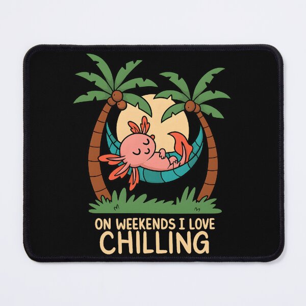 Item preview, Cute Axolotl Weekend Chilling Relaxing Hammock Tropical Cartoon designed and sold by DrawHandArt.