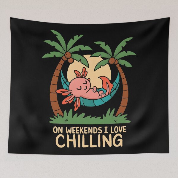 Item preview, Cute Axolotl Weekend Chilling Relaxing Hammock Tropical Cartoon  designed and sold by DrawHandArt.