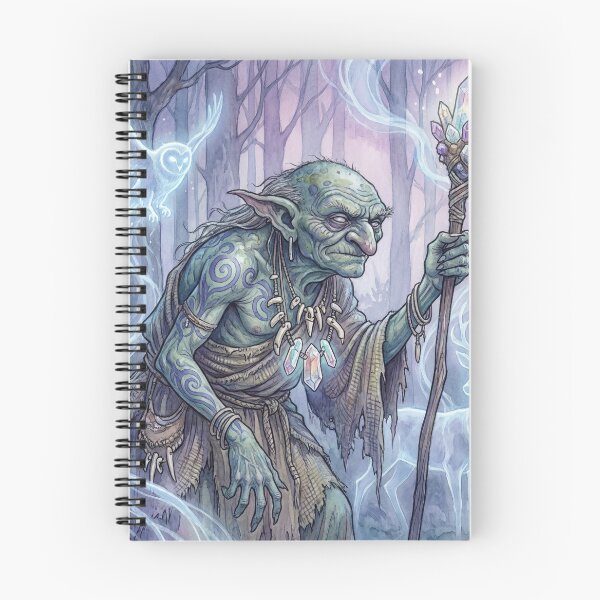 Item preview, Hobgoblin Shaman creature of folklore watercolor artwork illustration designed and sold by Vintage Designs +.