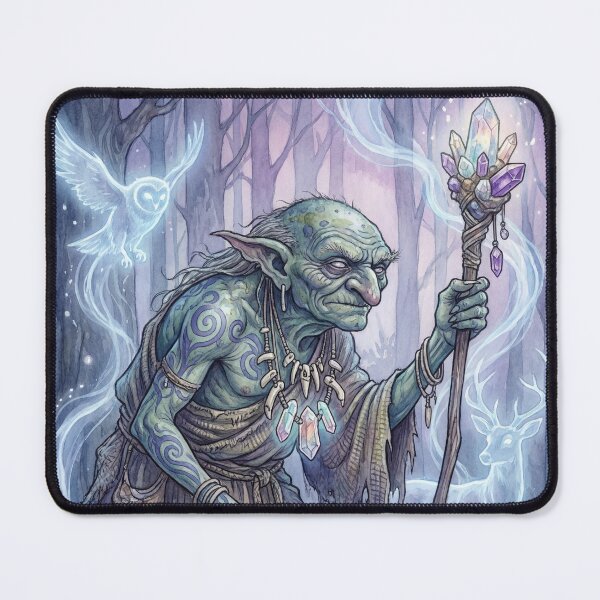 Item preview, Hobgoblin Shaman creature of folklore watercolor artwork illustration designed and sold by Vintage Designs +.