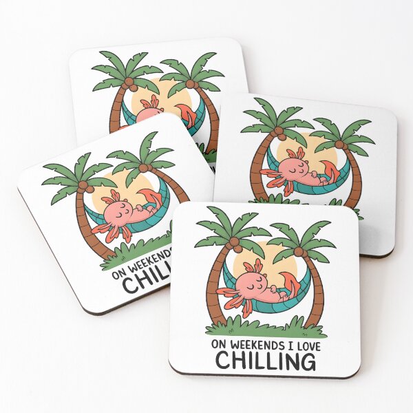 Item preview, Cute Axolotl Weekend Chilling Relaxing Hammock Tropical Cartoon  designed and sold by DrawHandArt.