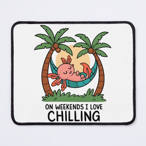 Item preview, Cute Axolotl Weekend Chilling Relaxing Hammock Tropical Cartoon designed and sold by DrawHandArt.