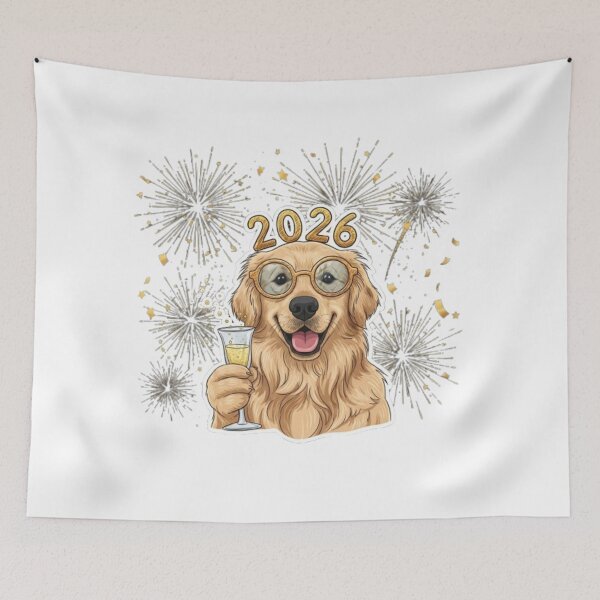 Item preview, Dog Toasting the New Year designed and sold by PetJoyPrintsCO.