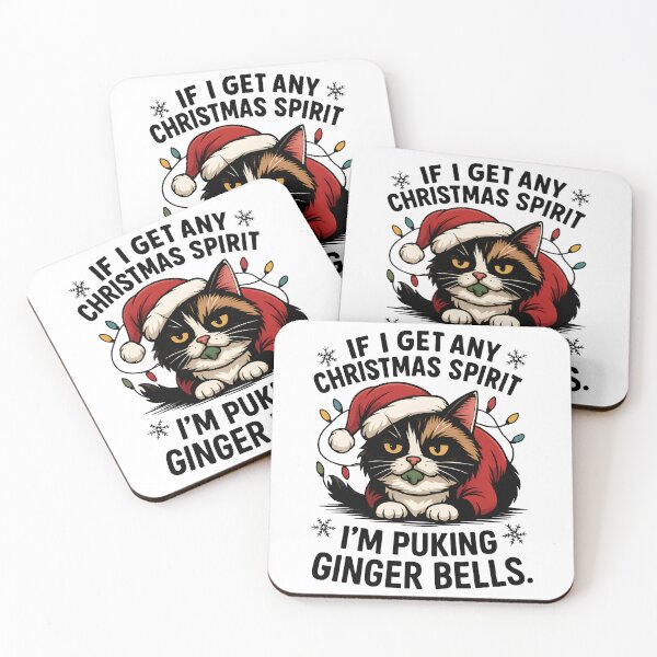 Item preview, Grumpy Christmas Cat Illustration | Funny Santa Hat Kitty designed and sold by DrawHandArt.