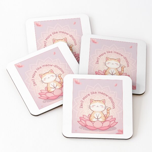 Item preview, Cat Meditation ver 2 – Calm Pop Art cat sitting on lotus Meditation Scene with  quirky quote designed and sold by CosmicNook1.