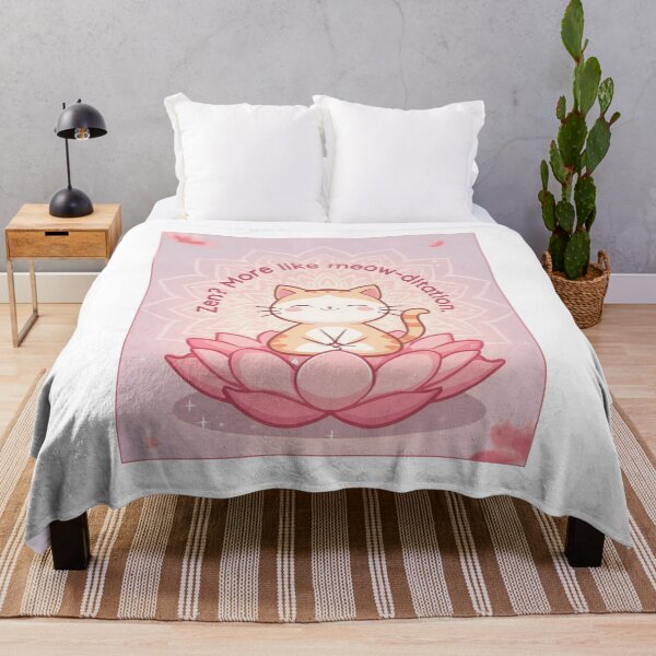 Item preview, Cat Meditation ver 2 – Calm Pop Art cat sitting on lotus Meditation Scene with  quirky quote designed and sold by CosmicNook1.