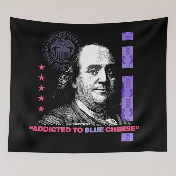 Item preview, Benjamin Franklin 'Addicted to Blue Cheese' Retro Art designed and sold by Rogue Heart Collective™.