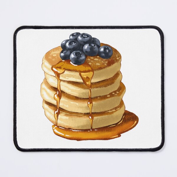Item preview, Stack of pancakes topped with blueberries and syrup on a simple plate for breakfast designed and sold by Ms. Iryna.