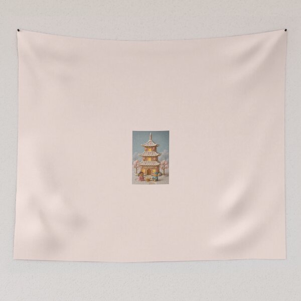 Item preview, Gingerbread Sakura Pagoda Tea House – Cherry Blossom Winter Scene designed and sold by Novel Works Studio.