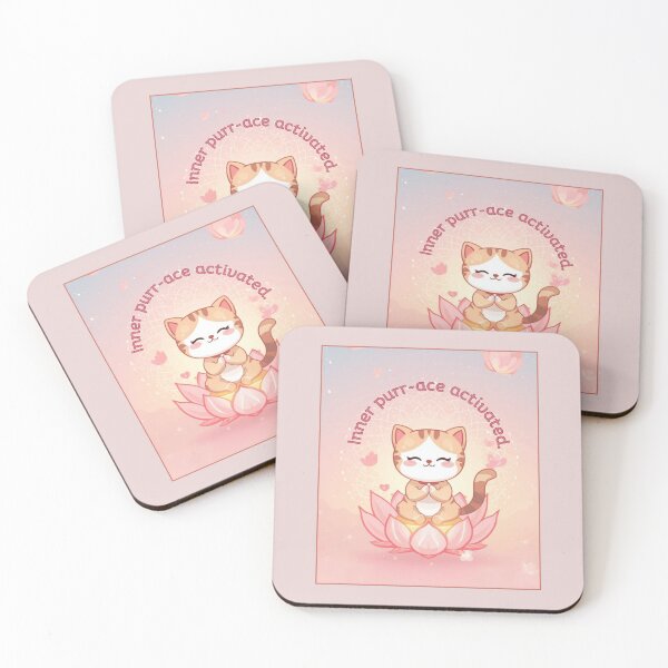 Item preview, Cat Meditation ver 4 – Calm Pop Art cat sitting on lotus Meditation Scene with  quirky quote designed and sold by CosmicNook1.