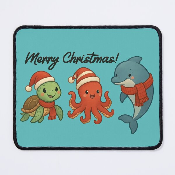Item preview, Merry Christmas – Cute Marine Animals Holiday Illustration designed and sold by Sea Gem.