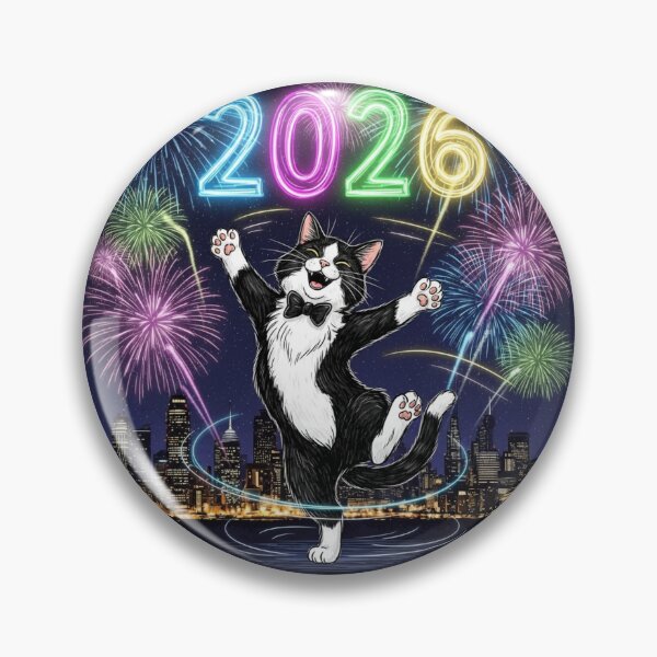 Item preview, Cat Dancing in Fireworks designed and sold by PetJoyPrintsCO.