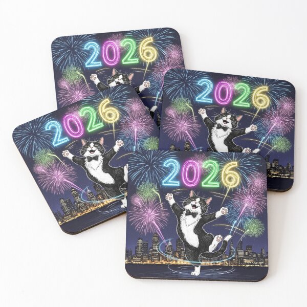 Item preview, Cat Dancing in Fireworks designed and sold by PetJoyPrintsCO.