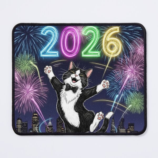 Item preview, Cat Dancing in Fireworks designed and sold by PetJoyPrintsCO.