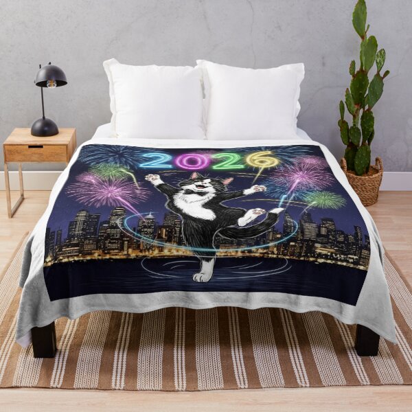 Item preview, Cat Dancing in Fireworks designed and sold by PetJoyPrintsCO.