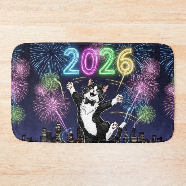 Item preview, Cat Dancing in Fireworks designed and sold by PetJoyPrintsCO.