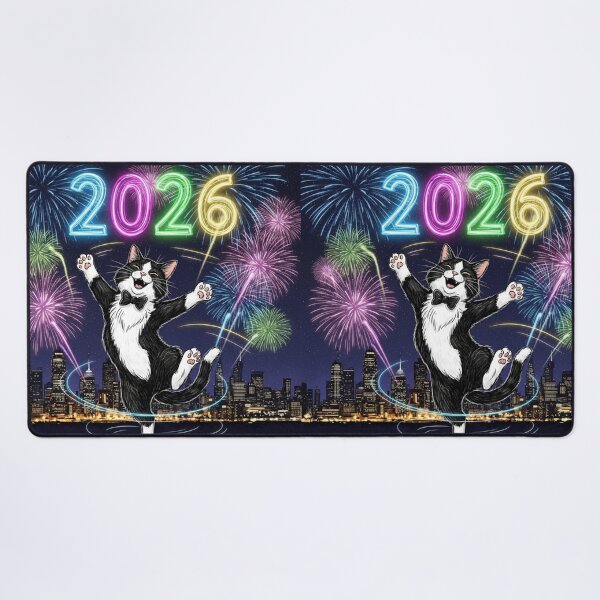Item preview, Cat Dancing in Fireworks designed and sold by PetJoyPrintsCO.