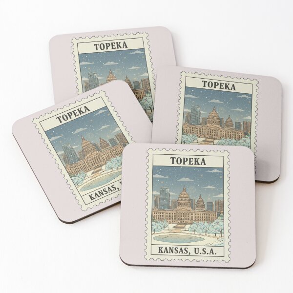 Item preview, Vintage Topeka Kansas Winter Night Stamp  designed and sold by allaboutstamps.
