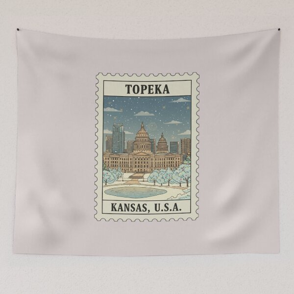 Item preview, Vintage Topeka Kansas Winter Night Stamp  designed and sold by allaboutstamps.