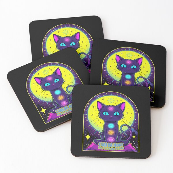 Item preview,  Cat Meditation ver 6 – Calm Pop Art cat sitting on mat "chakra mode activated" Meditation Scene with  quirky quote designed and sold by CosmicNook1.