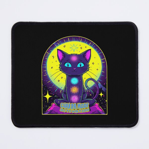 Item preview, Cat Meditation ver 6 – Calm Pop Art cat sitting on mat "chakra mode activated" Meditation Scene with quirky quote designed and sold by CosmicNook1.