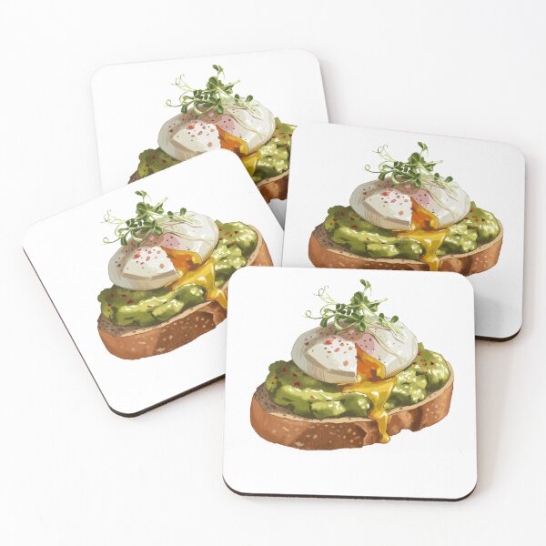 Item preview, Delicious toast topped with avocado, poached egg, and sprouts served on a wooden table in a bright kitchen designed and sold by Ms. Iryna.