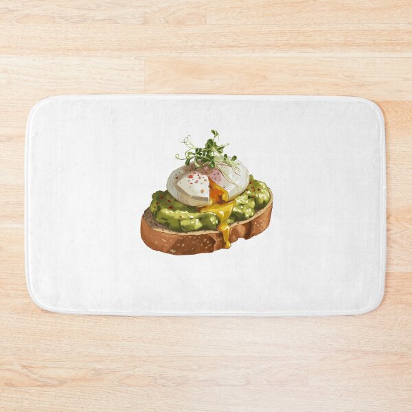 Item preview, Delicious toast topped with avocado, poached egg, and sprouts served on a wooden table in a bright kitchen designed and sold by Ms. Iryna.