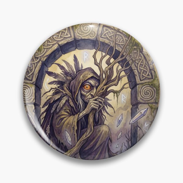 Item preview, Oracle Crystal Seer of the Labyrinth creature of folklore watercolor artwork illustration designed and sold by Vintage Designs +.