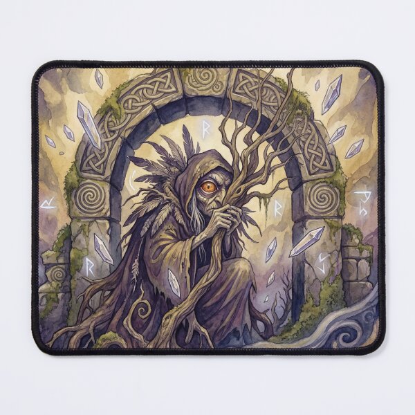 Item preview, Oracle Crystal Seer of the Labyrinth creature of folklore watercolor artwork illustration designed and sold by Vintage Designs +.