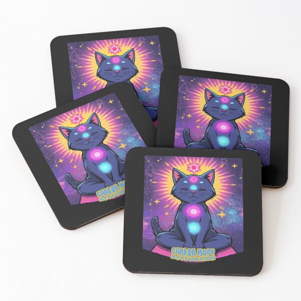 Item preview, Cat Meditation ver8 – Calm Pop Art cat sitting on mat "chakra mode activated" Meditation Scene with  quirky quote designed and sold by CosmicNook1.