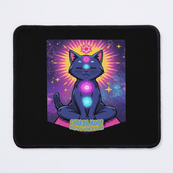 Item preview, Cat Meditation ver8 – Calm Pop Art cat sitting on mat "chakra mode activated" Meditation Scene with quirky quote designed and sold by CosmicNook1.